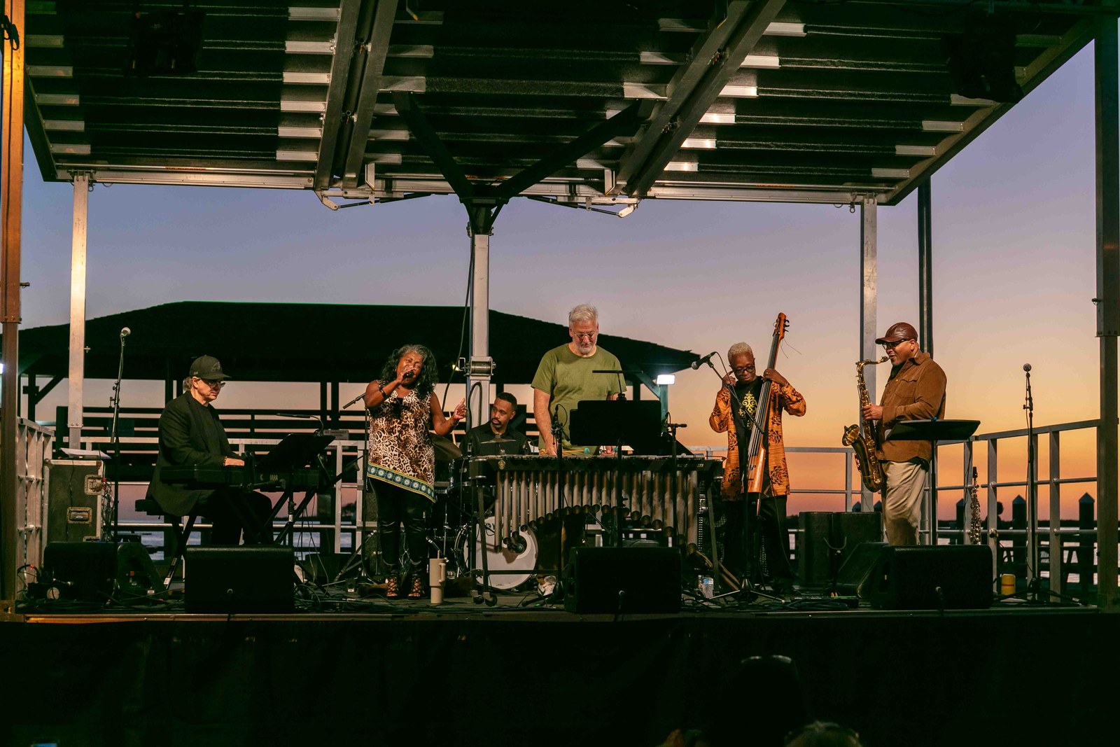 The stage framed by the sunset