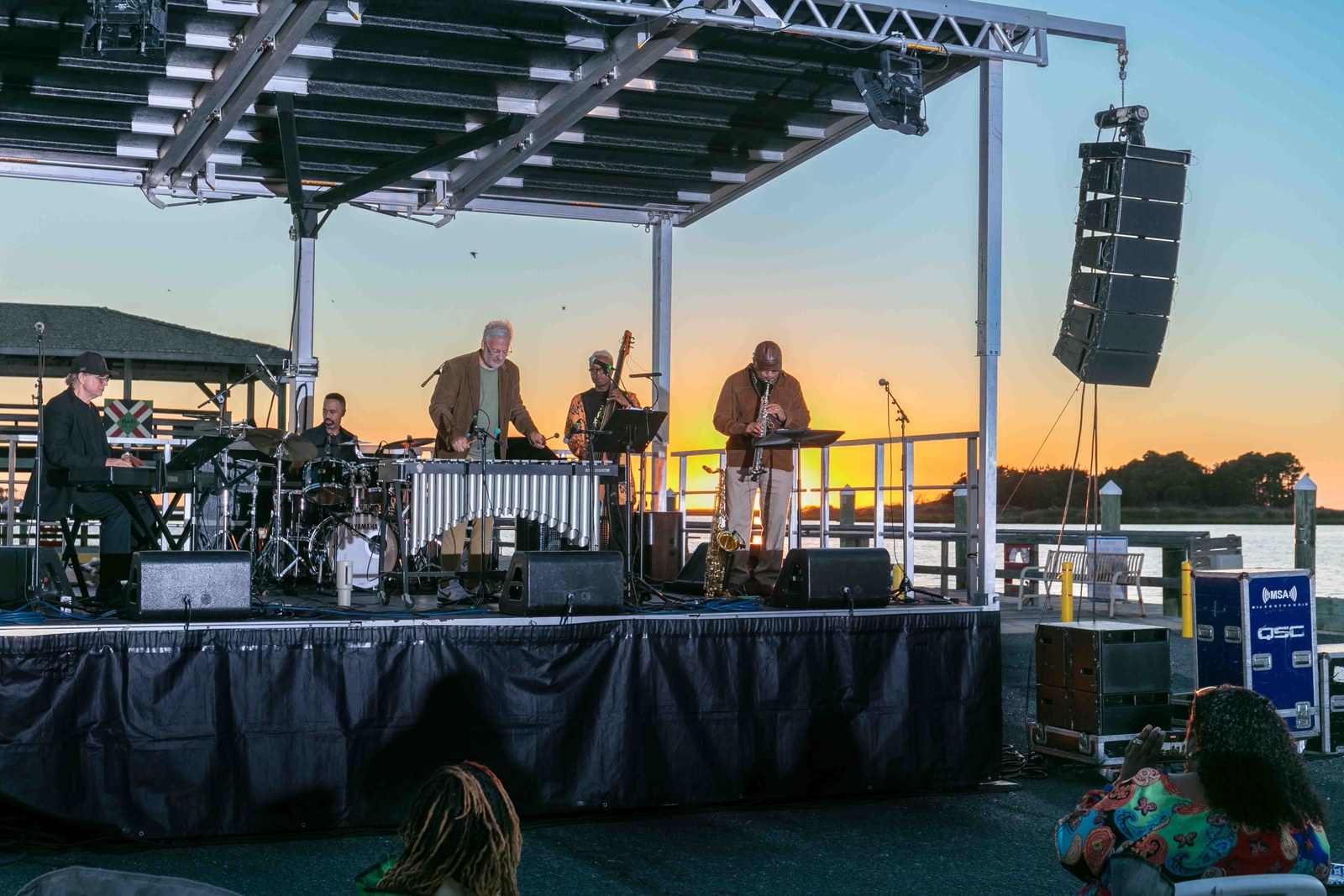 The waterfront stage in the golden evening light