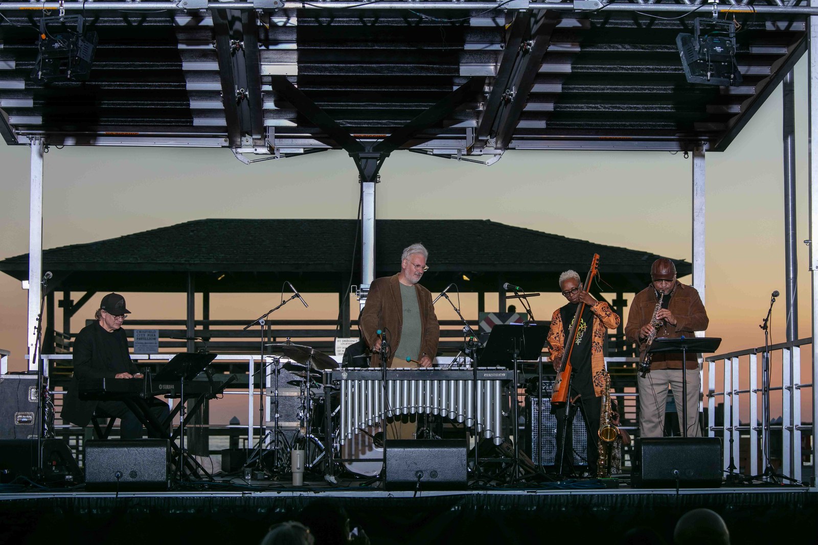 A wide view of the band at dusk
