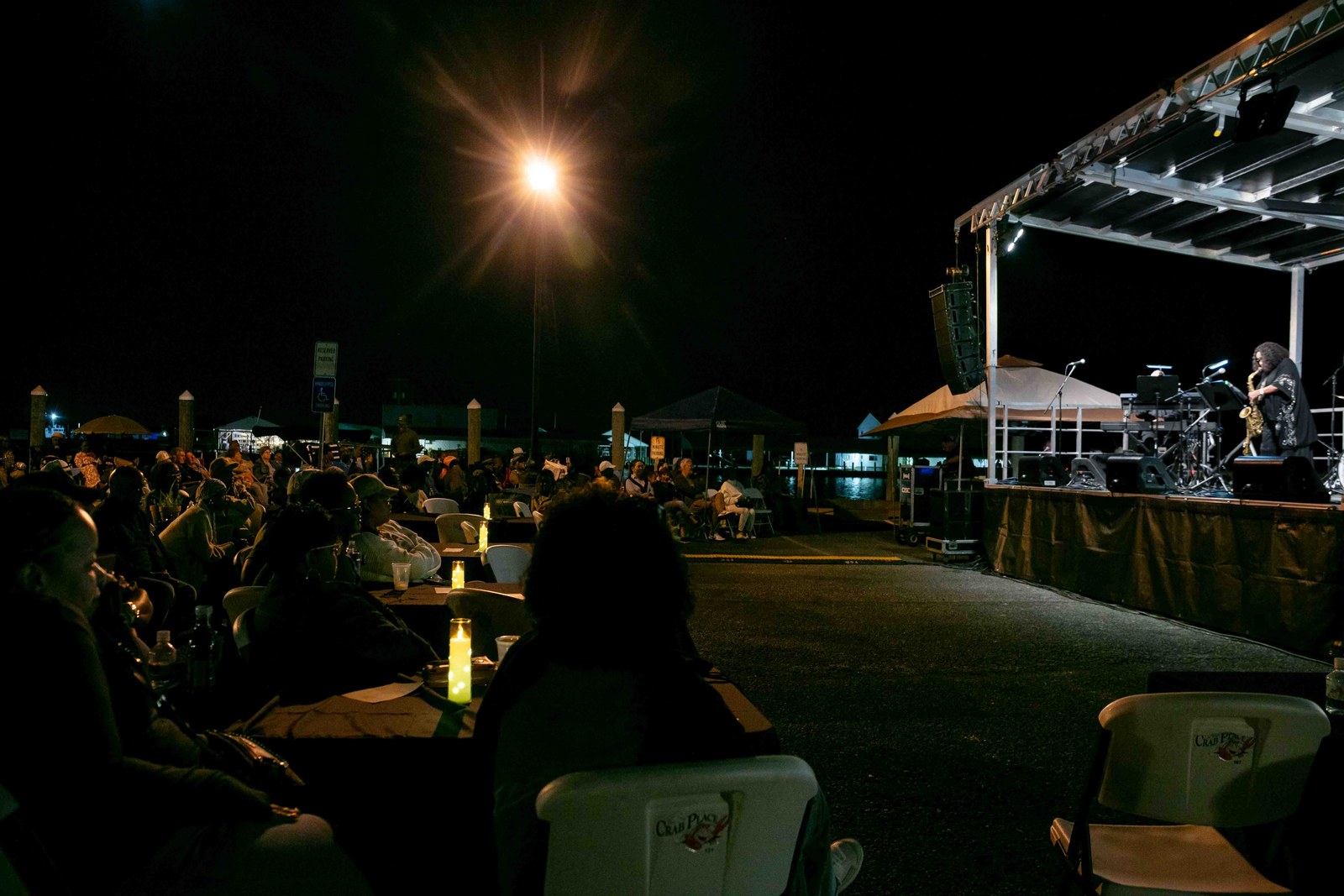 Audience watching the show after dark