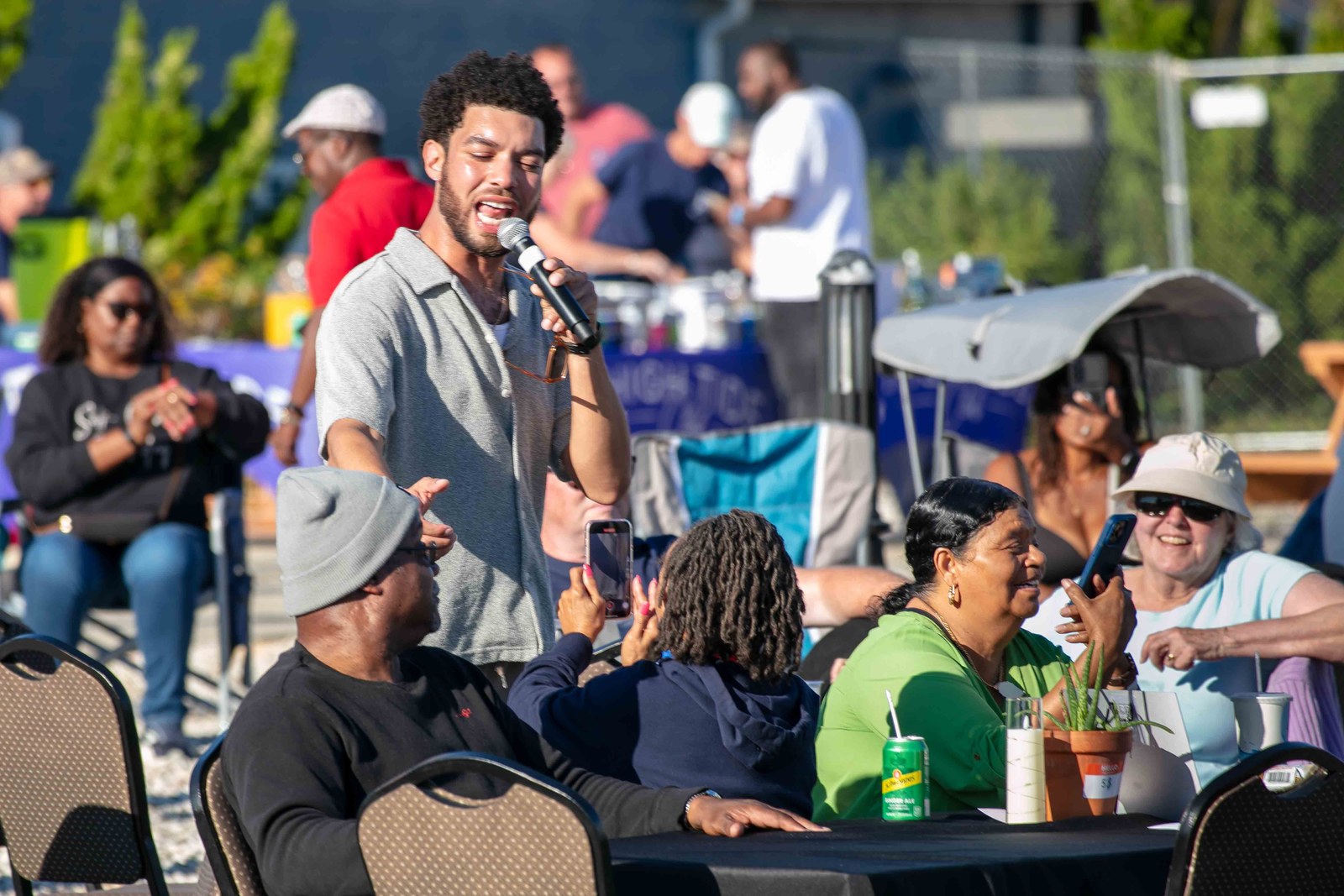Vocalist interacting with the audience